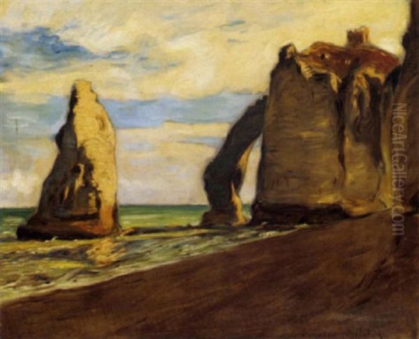 The Arched Cliff At Etretat Oil Painting by Etienne Moreau-Nelaton