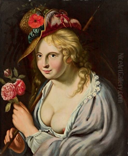Bildnis Einer Jungen Dame In Hirtentracht Oil Painting by Paulus Moreelse