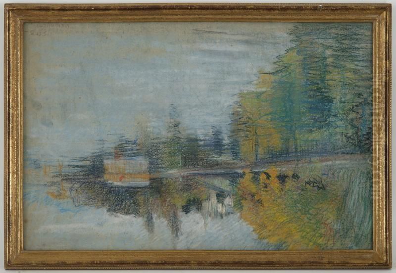 Vieux Ouchy Depuis Le Lac Oil Painting by Ernest Bieler