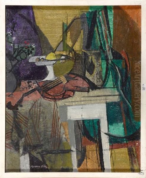 Nature Morte Au Violon Oil Painting by Jose Moreno Villa