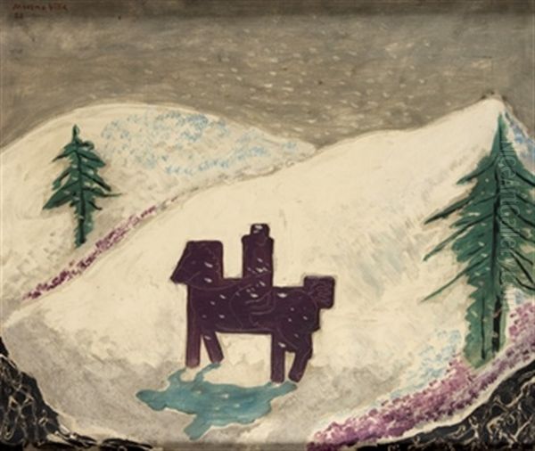 Caballito En La Nieve Oil Painting by Jose Moreno Villa