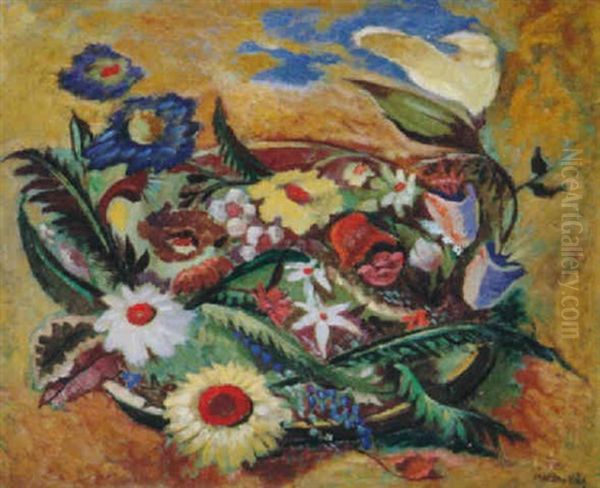 Bodegon Floral Oil Painting by Jose Moreno Villa