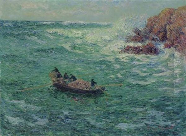 La Peche Au Casier, Finistere Oil Painting by Henry Moret
