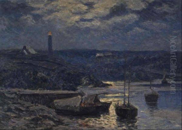 La Nuit A Doelan, Finistere Oil Painting by Henry Moret