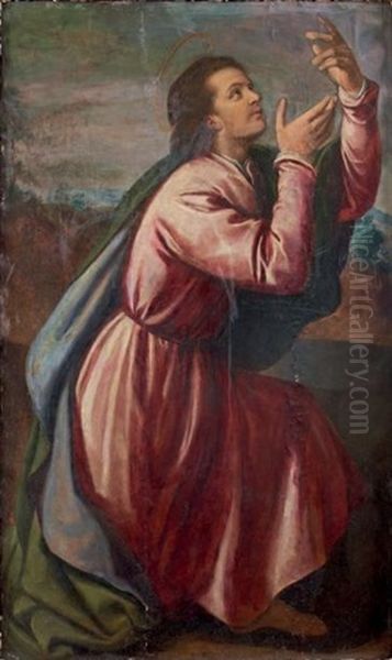 Saint Jean L'evangeliste Oil Painting by Alessandro Bonvicino (Moretto da Brescia)