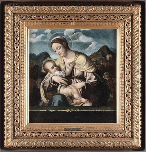 Madonna Con Bambino Oil Painting by Alessandro Bonvicino (Moretto da Brescia)