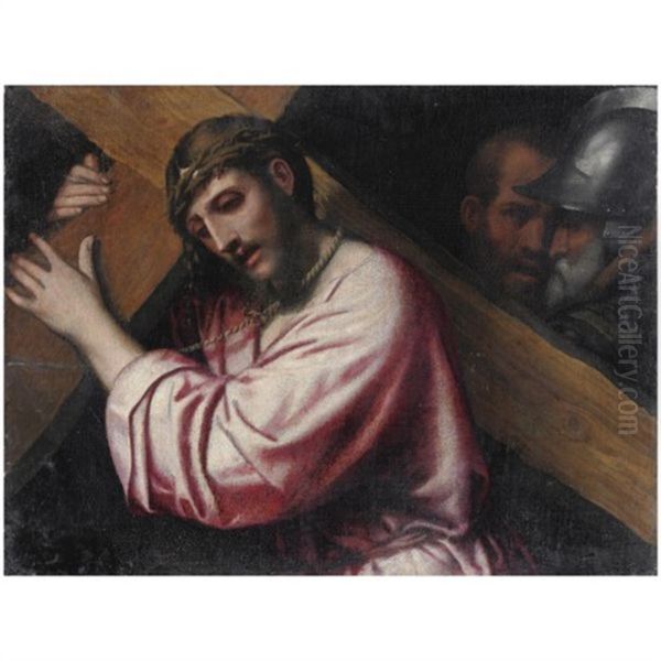 Cristo Portacroce Oil Painting by Alessandro Bonvicino (Moretto da Brescia)