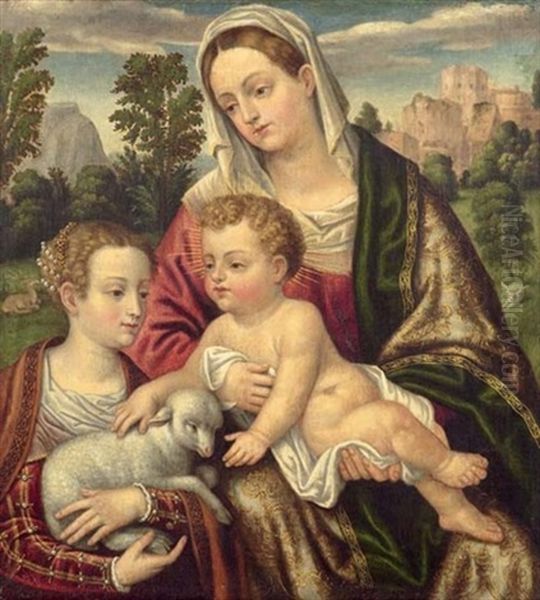 Maria Und Kind Mit Dem Johannesknaben Oil Painting by Alessandro Bonvicino (Moretto da Brescia)