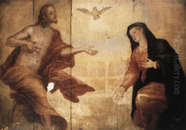 Christ And The Virgin Oil Painting by Alessandro Bonvicino (Moretto da Brescia)