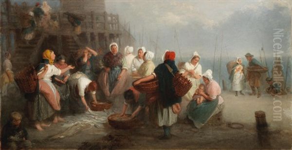 Fish Market - Make Your Bid Oil Painting by John Morgan