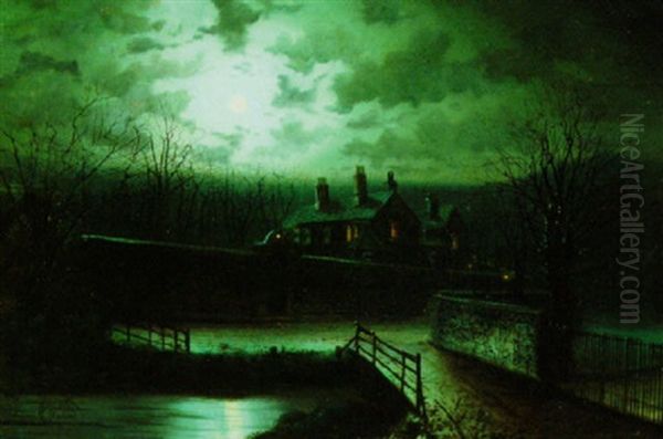 A Cold Winter's Night Oil Painting by Walter Jenks Morgan