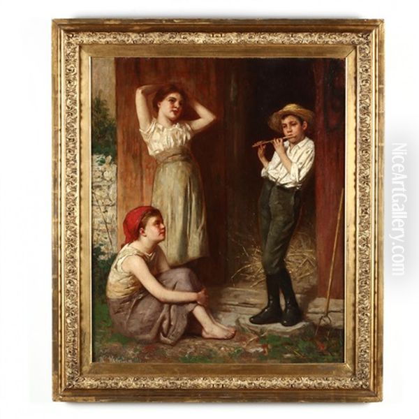 A Musical Interlude Oil Painting by William Morgan