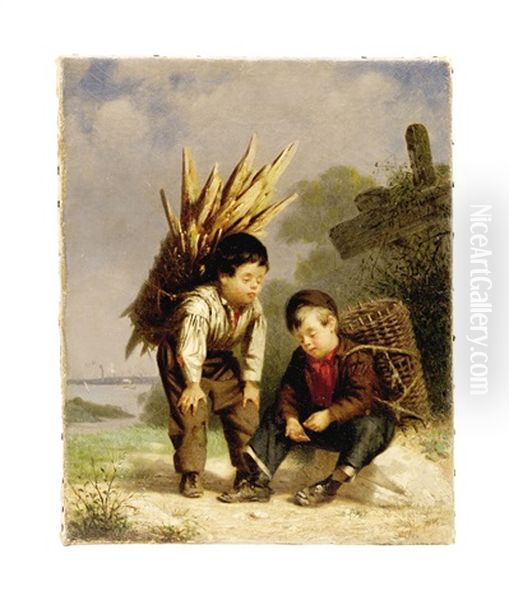 Two Boys Oil Painting by William Morgan