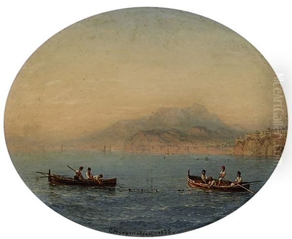 Fischerboote Vor Der Kuste Von Sorrent Oil Painting by Carl Morgenstern