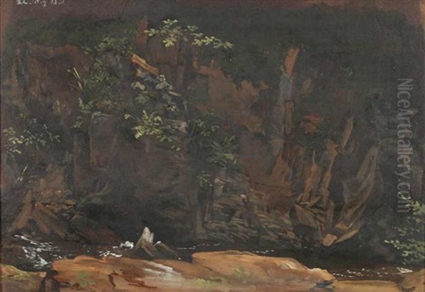 Aus Einem Bachbett Steil Aufragende Felswand Oil Painting by Carl Morgenstern
