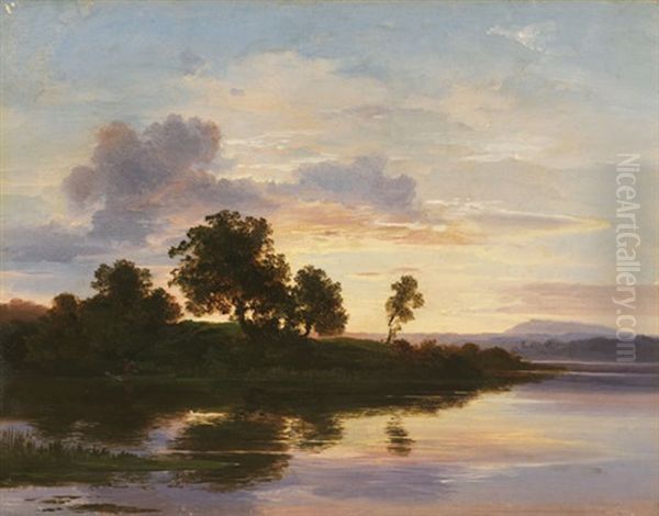 Abendstimmung Am Starnberger See Oil Painting by Christian Bernhard Morgenstern