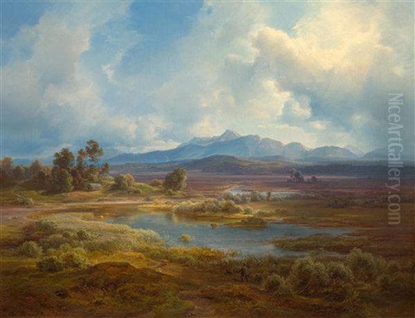 Blick Auf Die Osterseen Sudlich Des Starnbergersees Oil Painting by Christian Bernhard Morgenstern