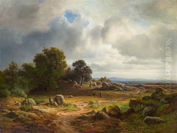 Weite Landschaft Mit Schafherde Oil Painting by Christian Bernhard Morgenstern