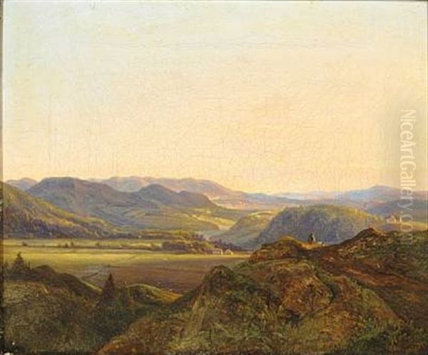 From Hardanger In Norway, Summer Oil Painting by Christian Bernhard Morgenstern