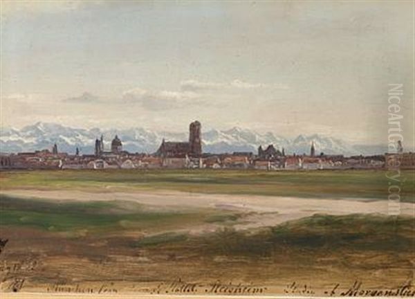 View Of Munich Seen From Schloss Schleisheim - The Schleissheim Palace Oil Painting by Christian Bernhard Morgenstern