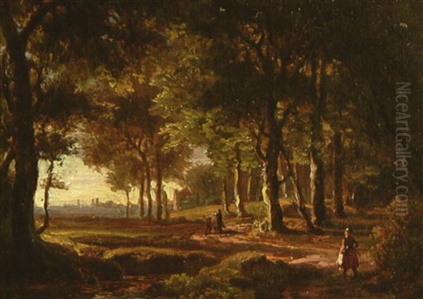 Wanderer Im Wald Vor Munchen Oil Painting by Christian Bernhard Morgenstern