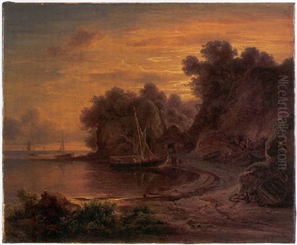 Fischerboote Am Strand Oil Painting by Christian Bernhard Morgenstern