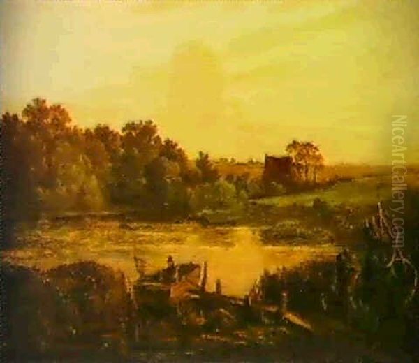 Fischer In Ammermoor Oil Painting by Christian Bernhard Morgenstern