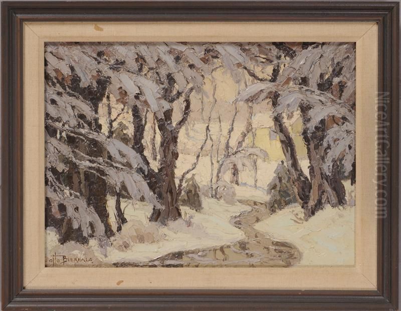 Winter Landscape Oil Painting by Otto Bierhals
