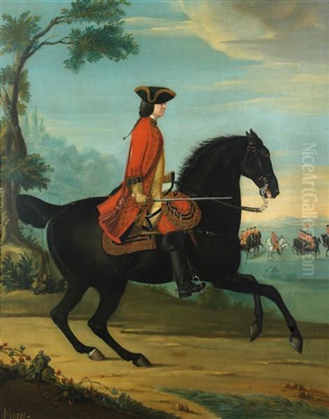 Equestrian Portrait Of General Hawley Oil Painting by David Morier