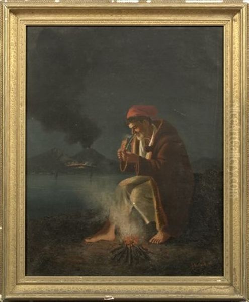 Peasant Smoking Pipe Oil Painting by Gaetano Mormile