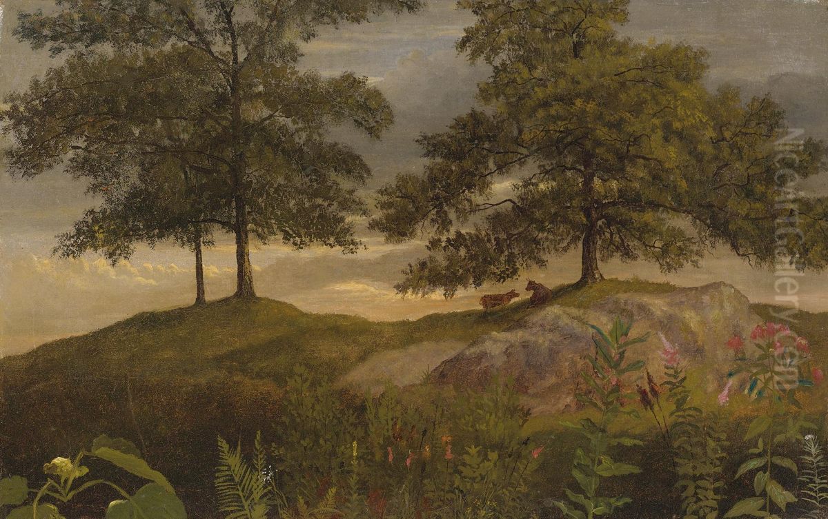 Landscape With Cows Oil Painting by Albert Bierstadt