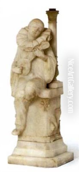 Portrait Of A Nobleman, In A Black Costume With Lace Chemise, His Left Hand On The Hilt Of A Sword, His Dog By His Side Oil Painting by Giovanni Battista Moroni