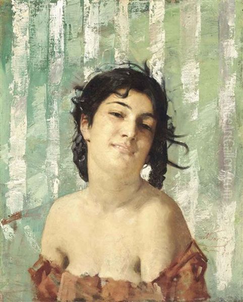 Portrait Of An Italian Girl Oil Painting by Aime-Nicolas Morot