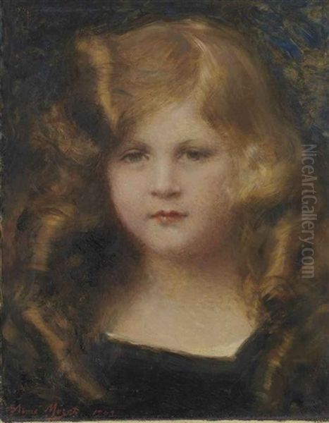 Portrait De Jeune Fille En Robe Noire Oil Painting by Aime-Nicolas Morot