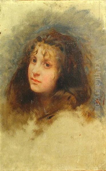 Head Of A Young Girl Oil Painting by Aime-Nicolas Morot