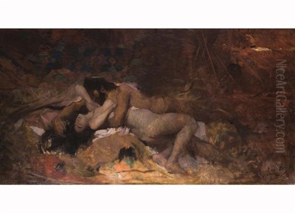 Satyr Und Nymphe Oil Painting by Aime-Nicolas Morot