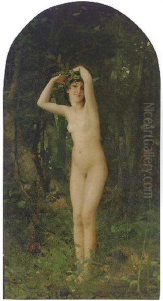 Nude In A Forest Oil Painting by Aime-Nicolas Morot