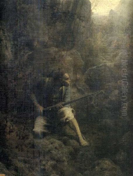 Zouave A L'affut Entre Les Rochers Oil Painting by Aime-Nicolas Morot