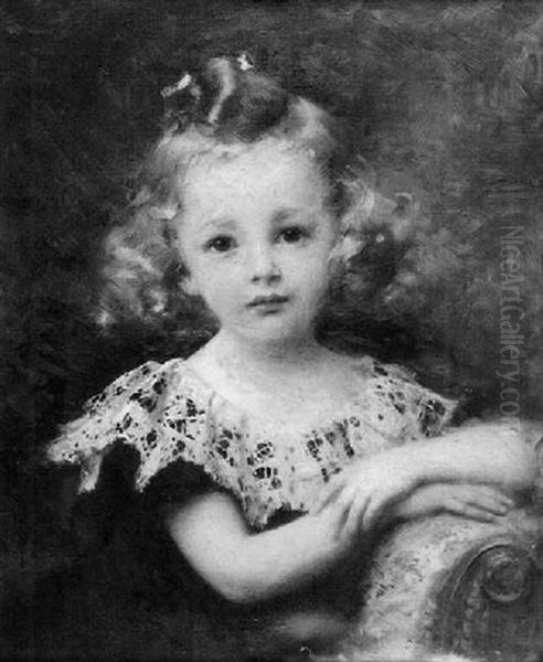 Fillette Accoudee Au Bras D'un Fauteuil Oil Painting by Aime-Nicolas Morot