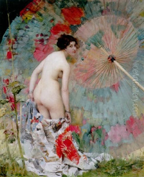Jeune Femme Au Parasol Oil Painting by Aime-Nicolas Morot
