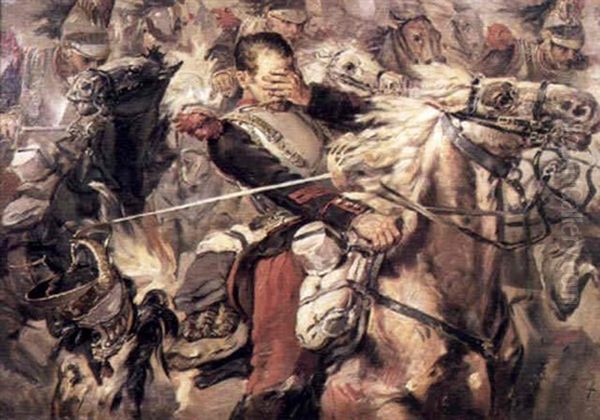 La Bataille De Reischoffen Oil Painting by Aime-Nicolas Morot