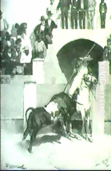 Le Combat Du Taureau Et Du Toreador Oil Painting by Aime-Nicolas Morot