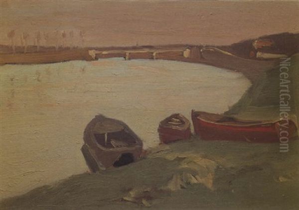 Seine River And Boats Oil Painting by James Wilson Morrice