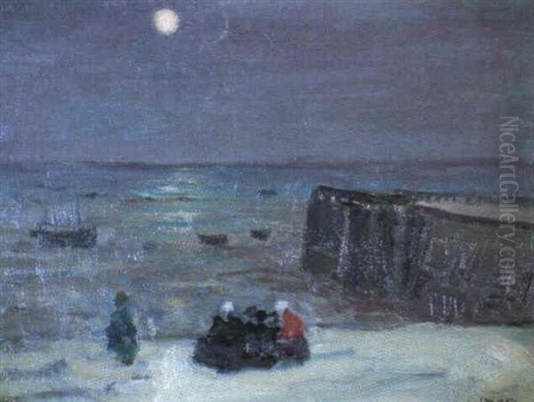 Figures On A Beach, Brittany Oil Painting by James Wilson Morrice