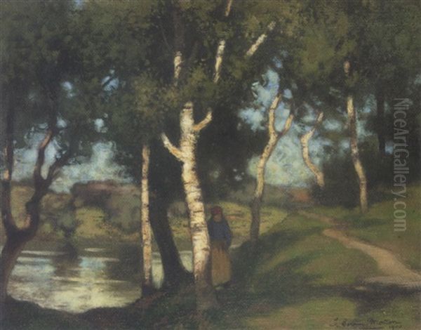 A Woodland Path At Dusk Oil Painting by Thomas Corson Morton