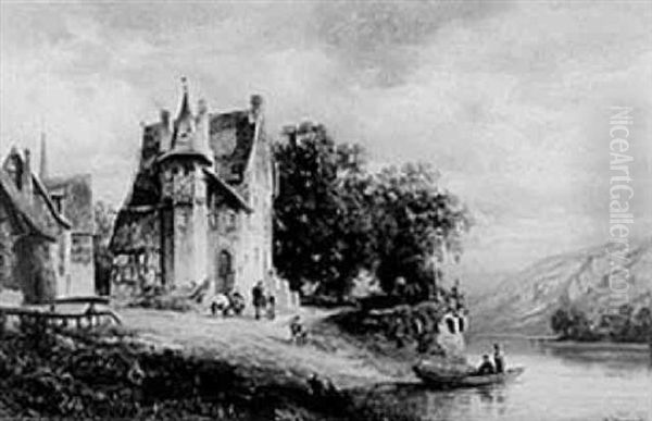 Weinhaus An Der Mosel Oil Painting by Adolf Mosengel