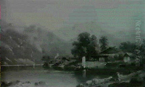 Iseltwald Am Brienzer See Im Berner Oberland Oil Painting by Adolf Mosengel