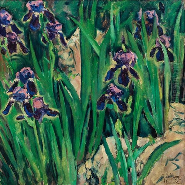 Schwertlilien Oil Painting by Kolo Moser