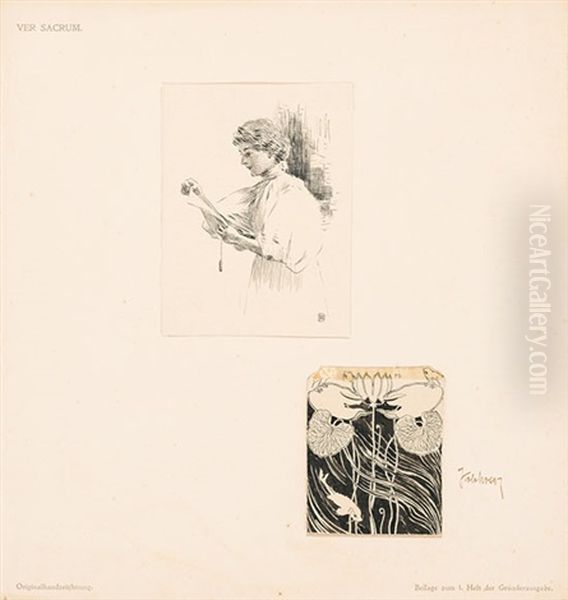 Lesendes Madchen Oil Painting by Kolo Moser