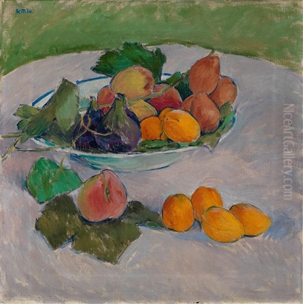 Stilleben Mit Fruchten Und Blattern Oil Painting by Kolo Moser